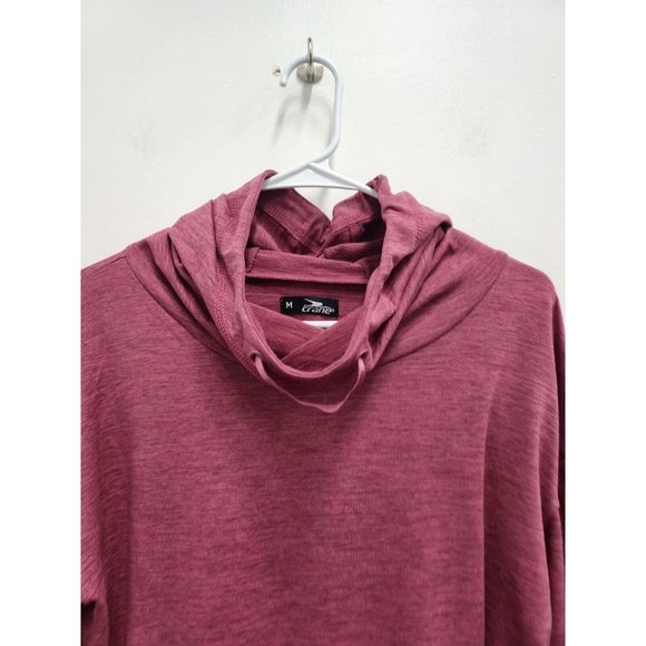 Crane Womens Activewear Hoodie Size Medium Pink Cowl Neck Long Sleeve Pullover - Picture 2 of 8